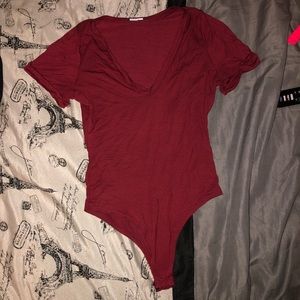 maroon t-shirt bodysuit